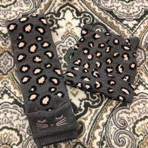 Girl’s Gray/pink leopard print winter Hat & Scarf, Cat & Jack from Target